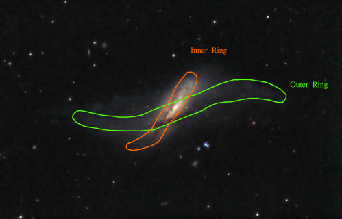 NGC660 with Rings Highlighted
